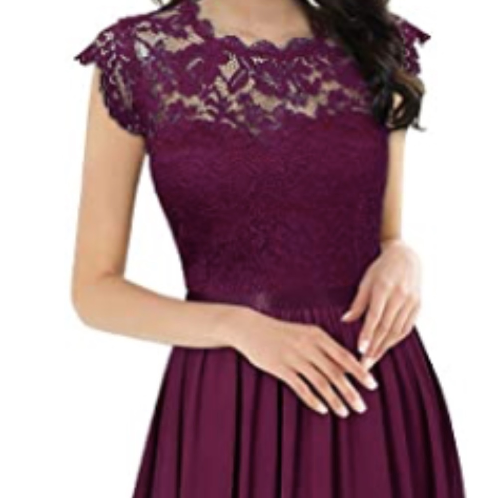 lace wedding prom evening dress wine red/magenta